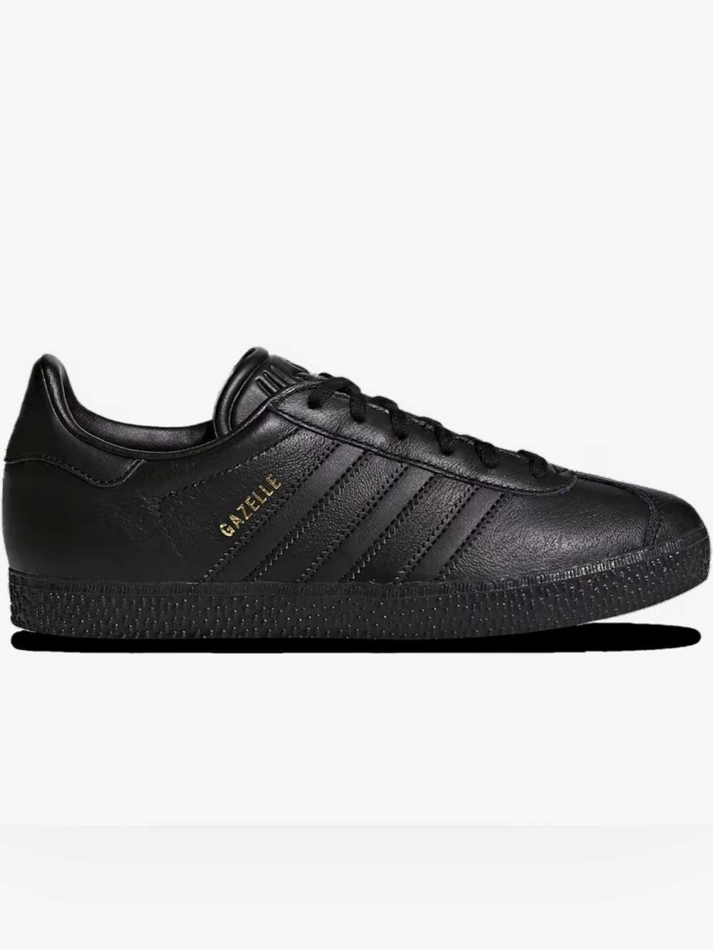 adidas Gazelle Black Leather Sneakers with Gold Logo
